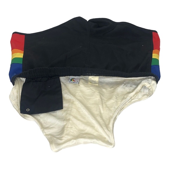 Sea Waves Mens Shorty Shorts Swim Trunks Hawaii Rainbow Pride Vintage 80's L - Picture 4 of 7